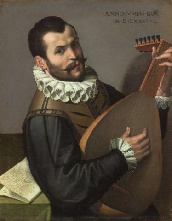 Bartolomeo Passerotti Portrait of a Man Playing a Lute 1576 Bartolomeo Passarotti, Italian Germany oil painting art